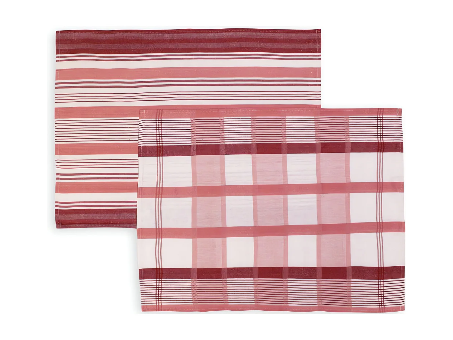 Set de 2 paños de cocina en algodón PAELLA rosa, jacquard 50x70 cm