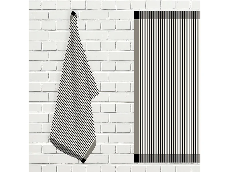 Set de paños de cocina de algodón KENT taupe y ecru, de Soleil d'Ocre