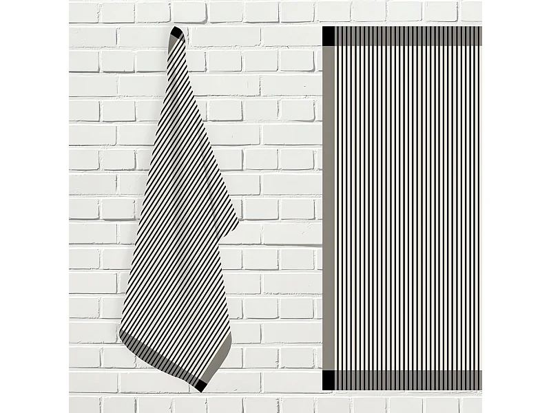 Set de paños de cocina de algodón KENT taupe y ecru, por Soleil d'Ocre