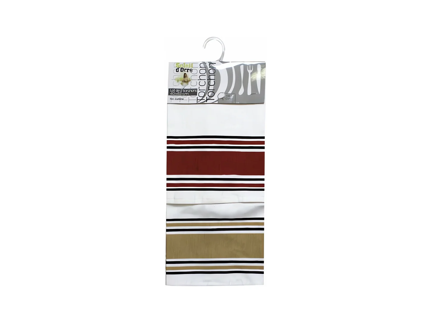 Lot de 2 torchons coton CUISINE rouge et beige