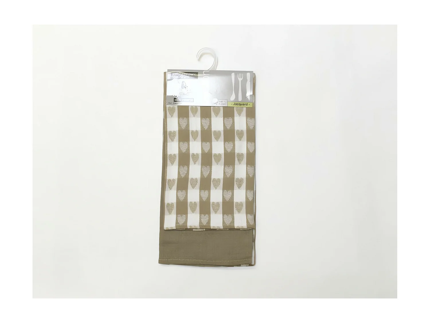 Set de 2 toallas de algodón COEUR taupe, jacquard 50x70 cm