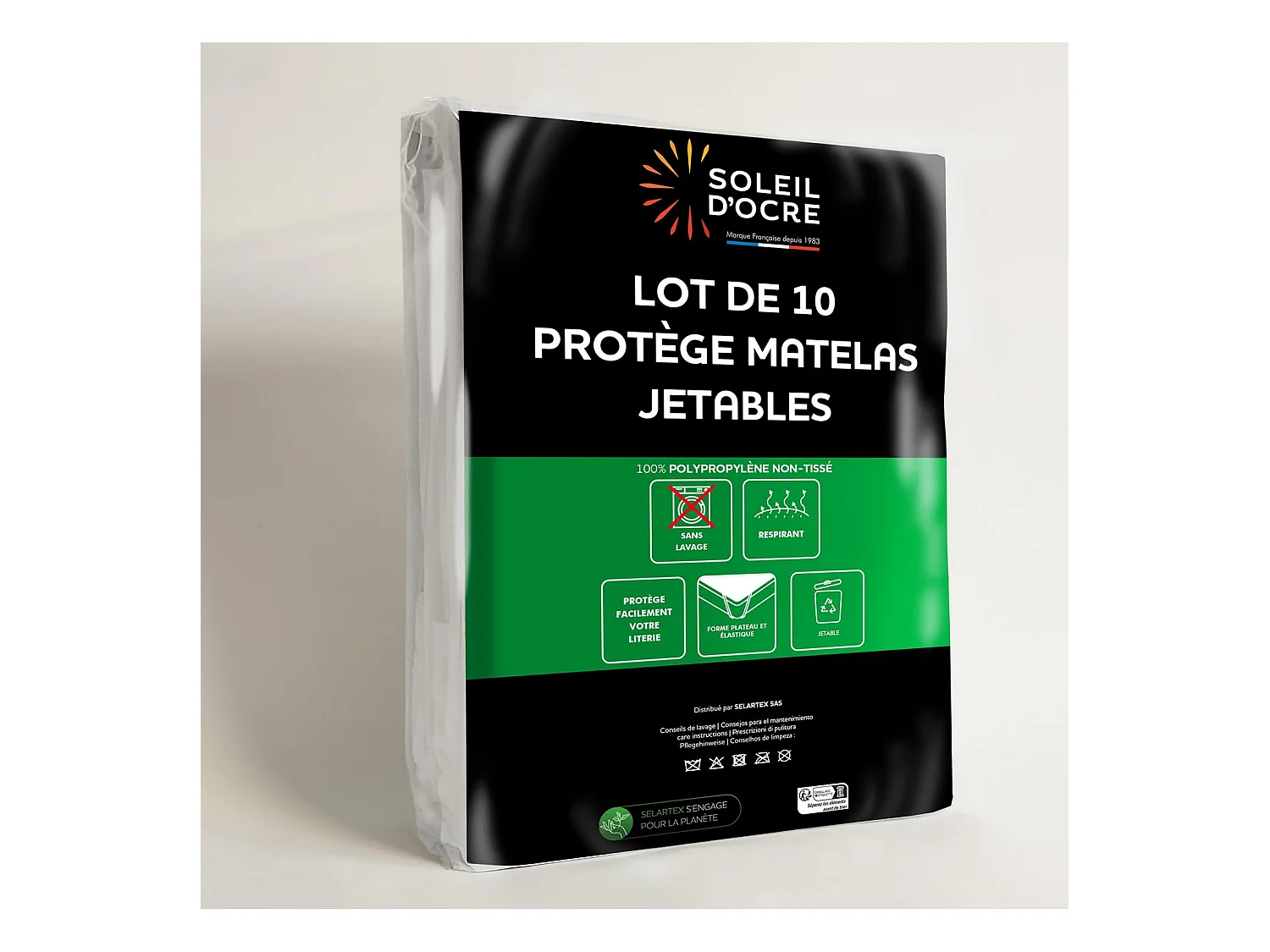 Lot de 10 protèges matelas jetables 90x190 cm, par Soleil d'Ocre