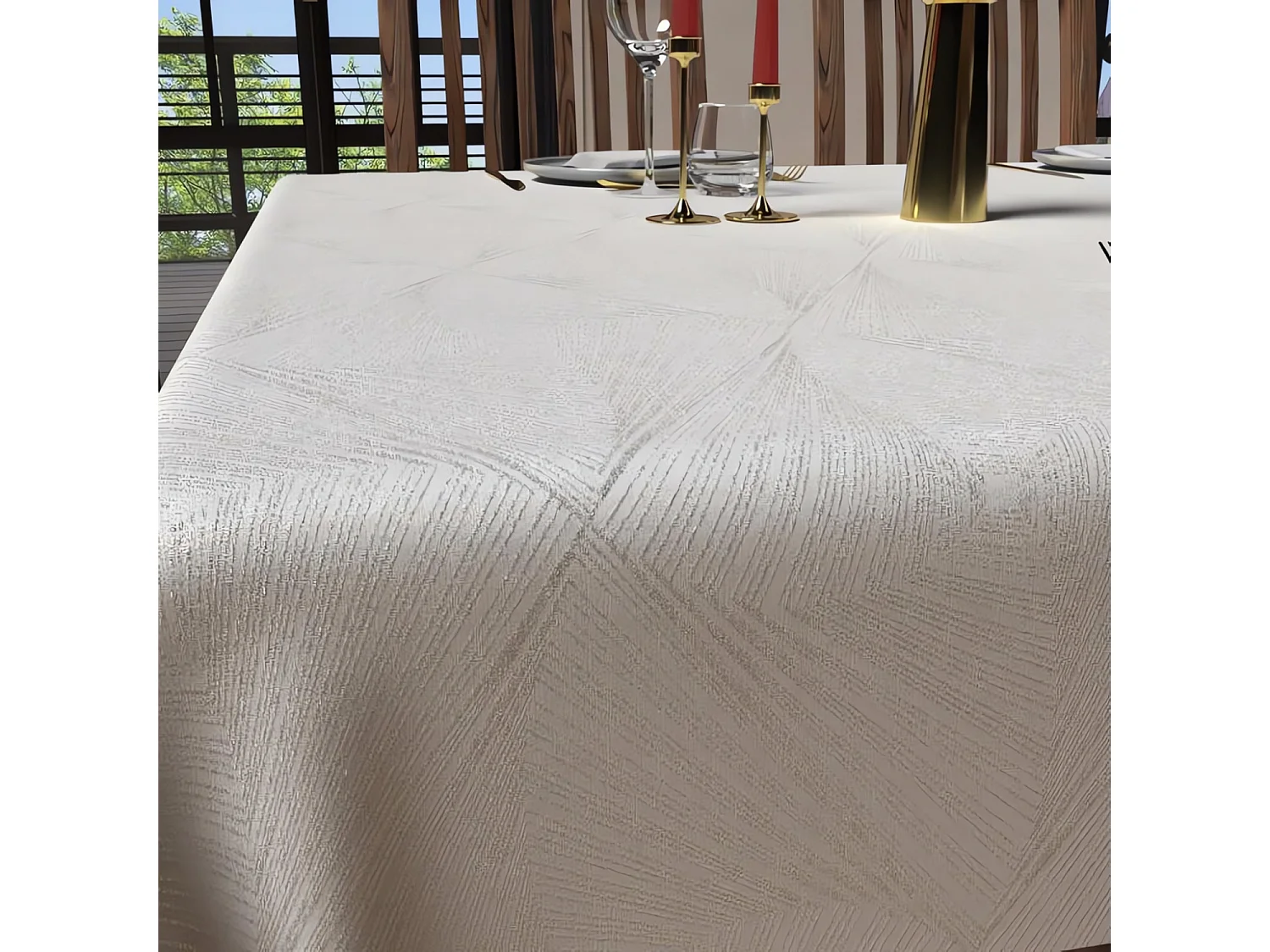 Mantel rectangular antimanchas 150x300 cm LUXURY blanco, de Soleil d'Ocre