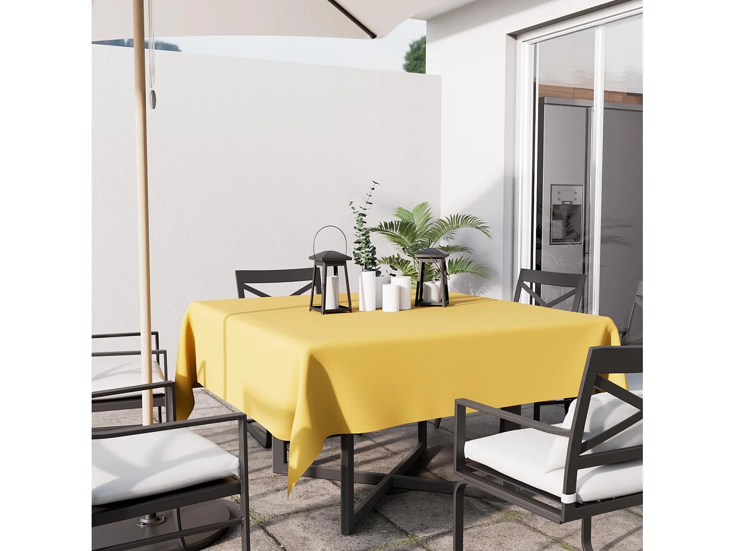 Mantel cuadrado antimanchas 140X140 cm ALIX amarillo, de Soleil d'Ocre