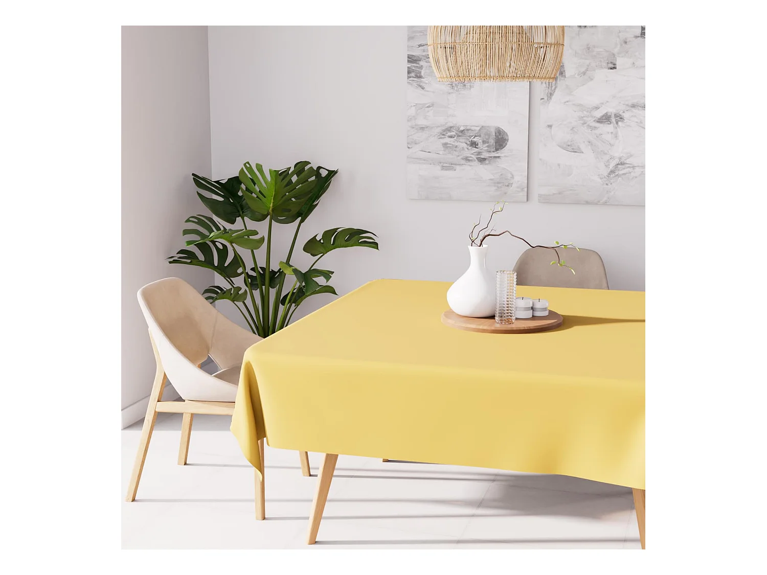 Nappe anti-tâches carrée 140X140 cm ALIX jaune, par Soleil d'Ocre