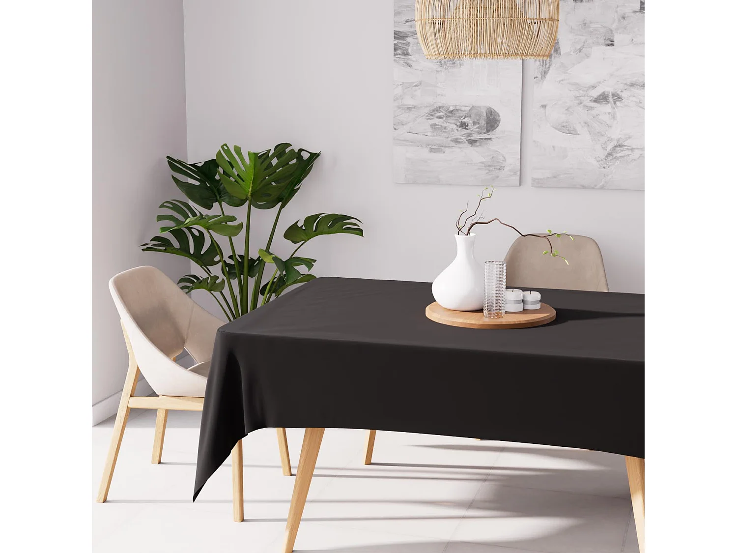 Nappe anti-tâches rectangle 140x240 cm ALIX noir, par Soleil d'Ocre