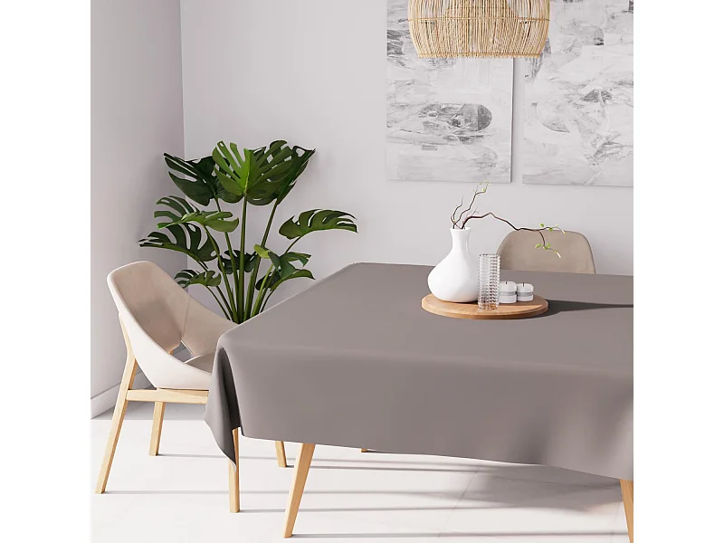 Nappe anti-tâches carrée 140X140 cm ALIX moka, par Soleil d'Ocre