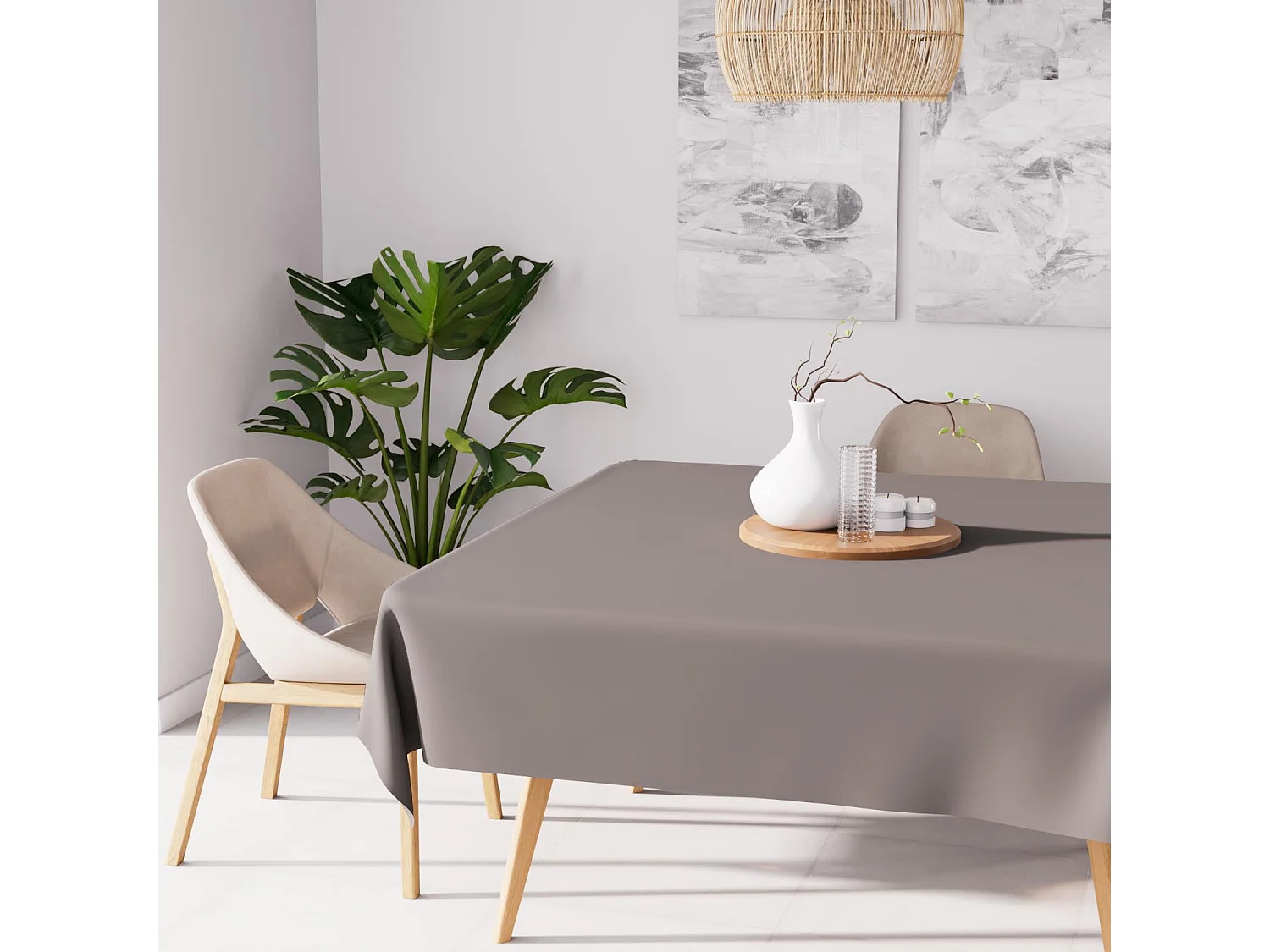 Mantel cuadrado antimanchas 140X140 cm ALIX moka, de Soleil d'Ocre