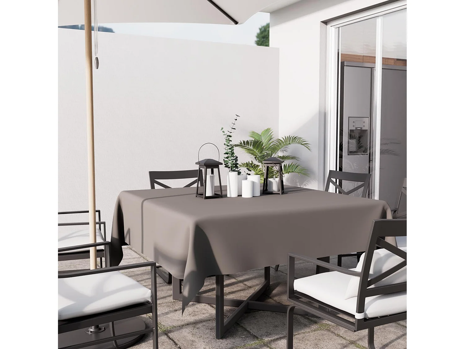 Mantel cuadrado antimanchas 140X140 cm ALIX moka, de Soleil d'Ocre