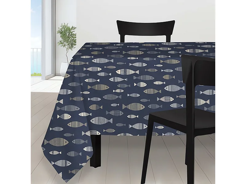 Nappe carrée anti-tâches 180x180 cm CADAQUES, par Soleil d'Ocre