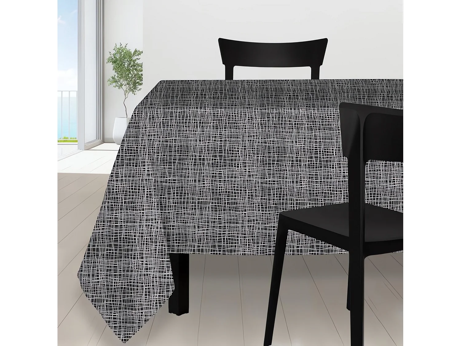 Nappe anti-tâches rectangle 150x300 cm GALAXY noir, par Soleil d'ocre