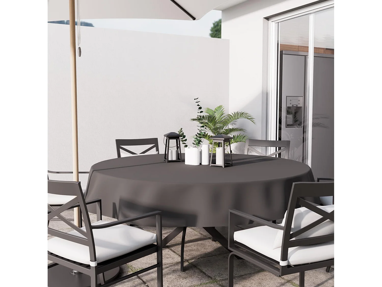 Mantel antimanchas redondo 180 cm ALIX antracita, de Soleil d'Ocre