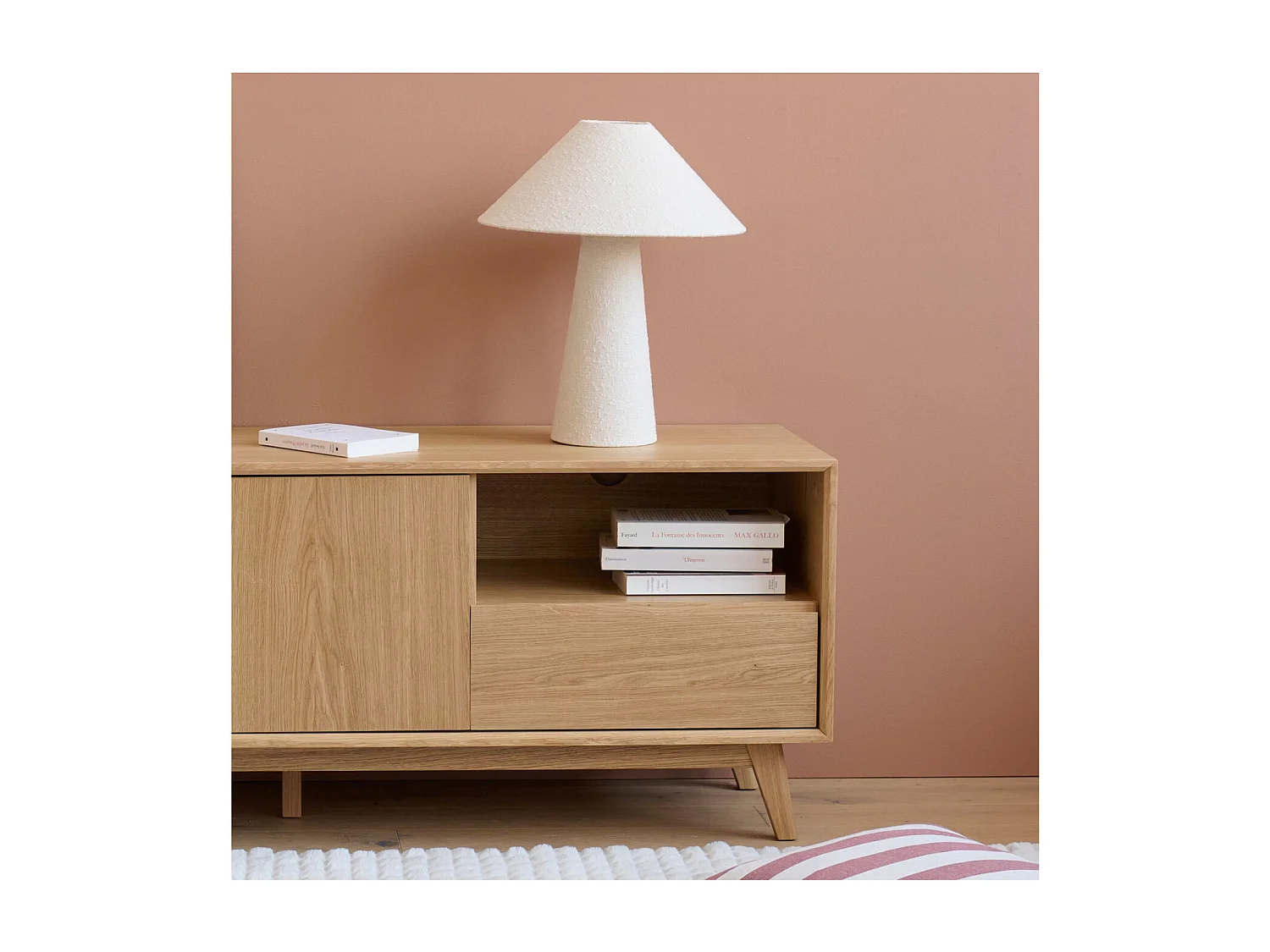 Lampe à poser en tissu bouclé beige H46 - COTTONE