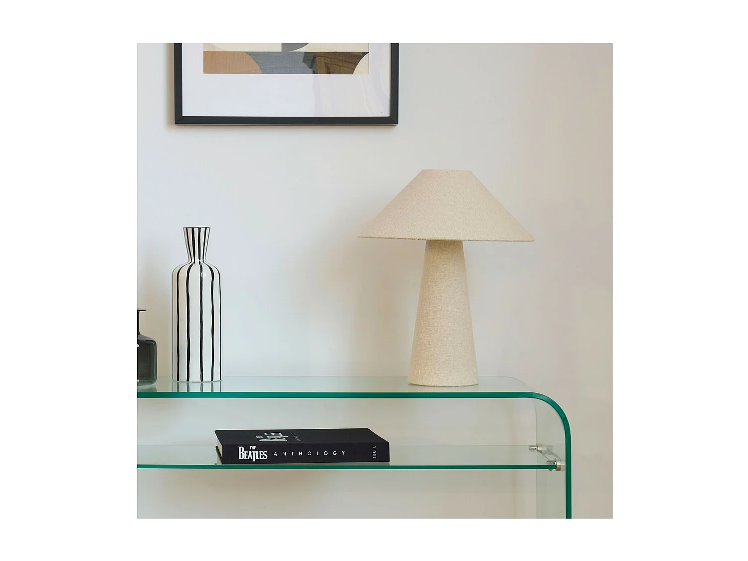 Lampe à poser en tissu bouclé beige H46 - COTTONE