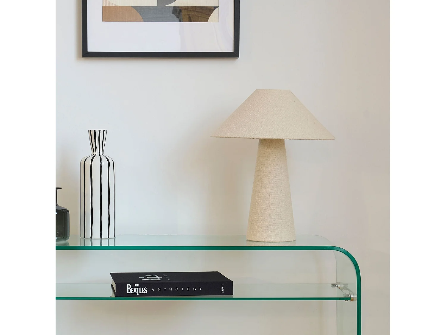 Lampe à poser en tissu bouclé beige H46 - COTTONE