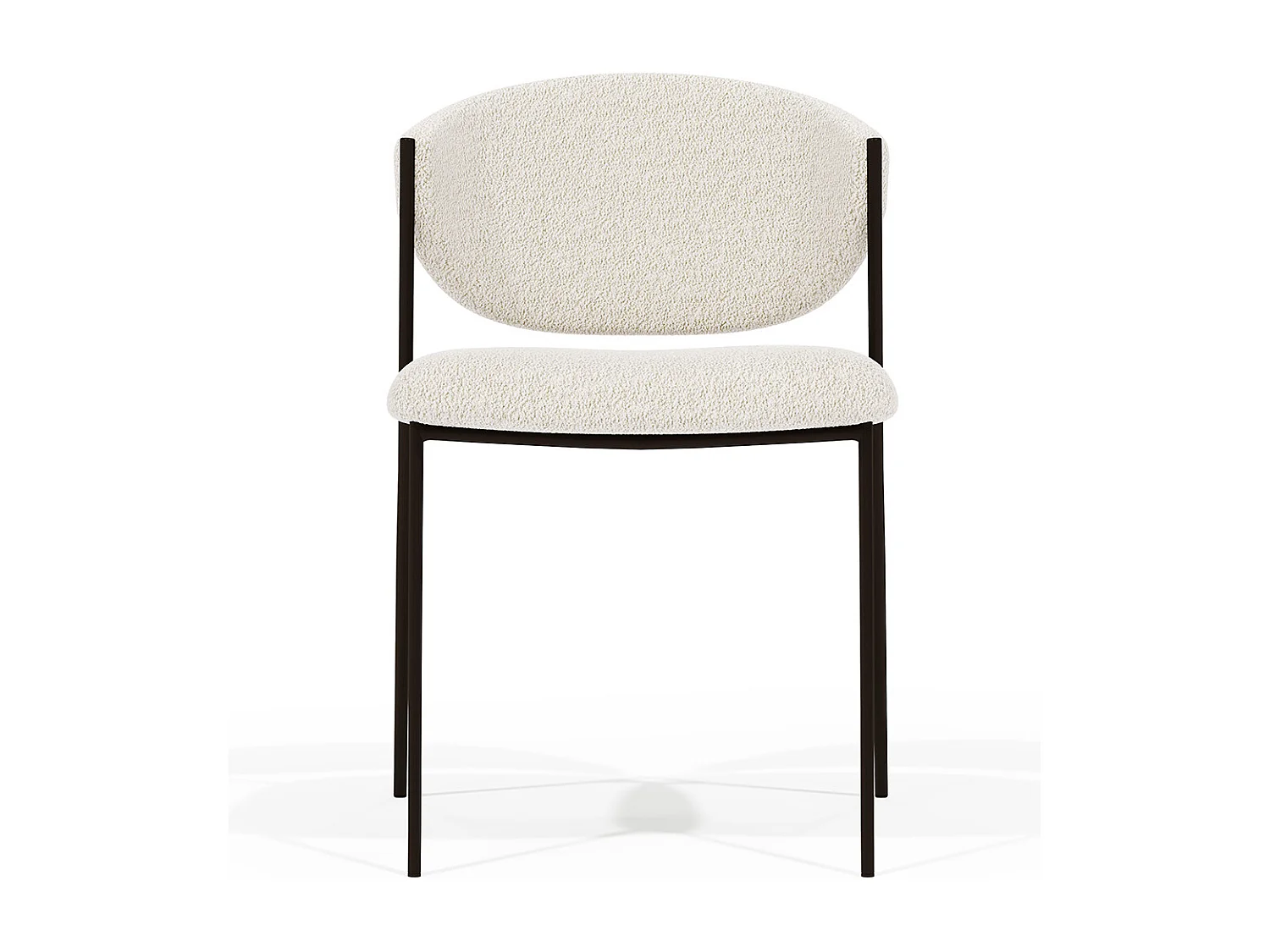 Sedia da pranzo - Rivestita in tessuto bouclé - Metallo Nero - Seda