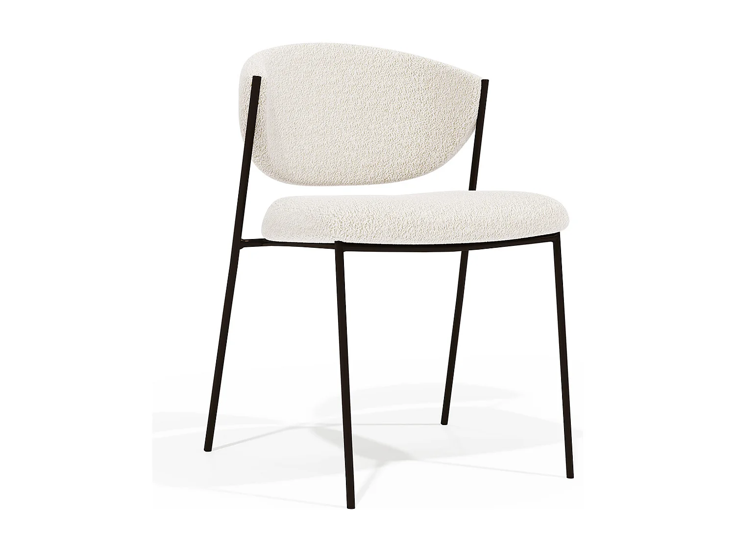 Sedia da pranzo - Rivestita in tessuto bouclé - Metallo Nero - Seda