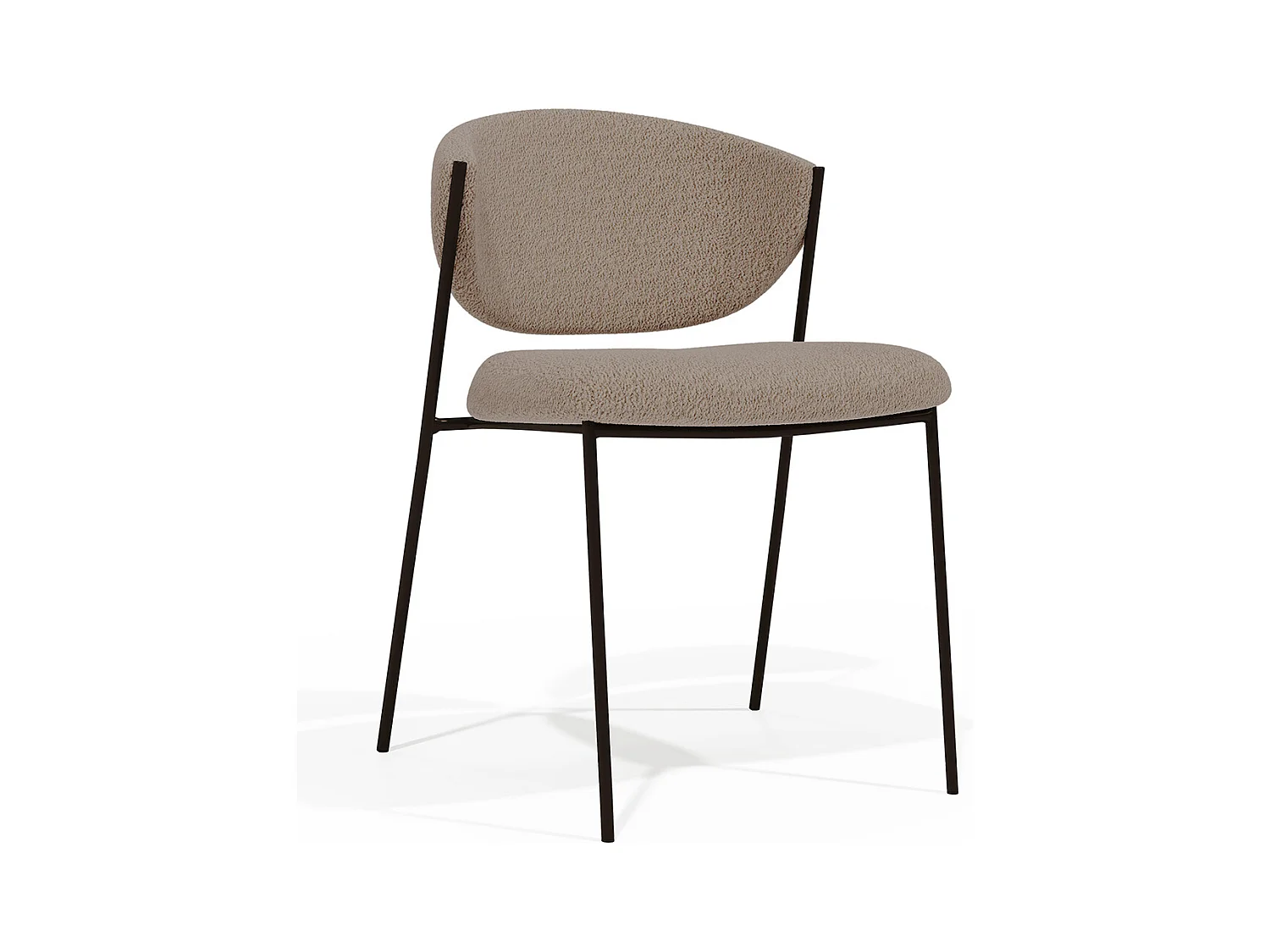 Chaise de salle à manger - Tapissée en tissu bouclé - Métal noir - Seda Taupe