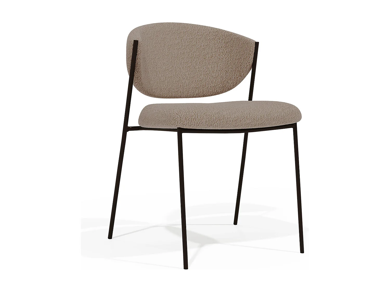 Chaise de salle à manger - Tapissée en tissu bouclé - Métal noir - Seda Taupe