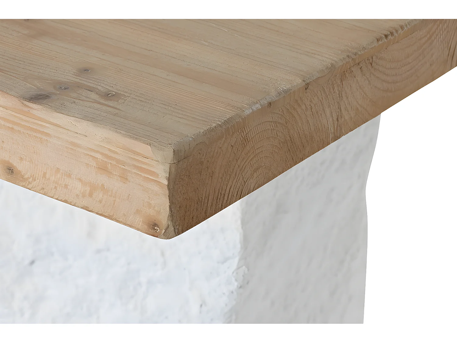 Table à manger, table de repas rectangulaire en bois naturel et résine blanc - longueur 180 x profondeur 90 x Hauteur 77 cm