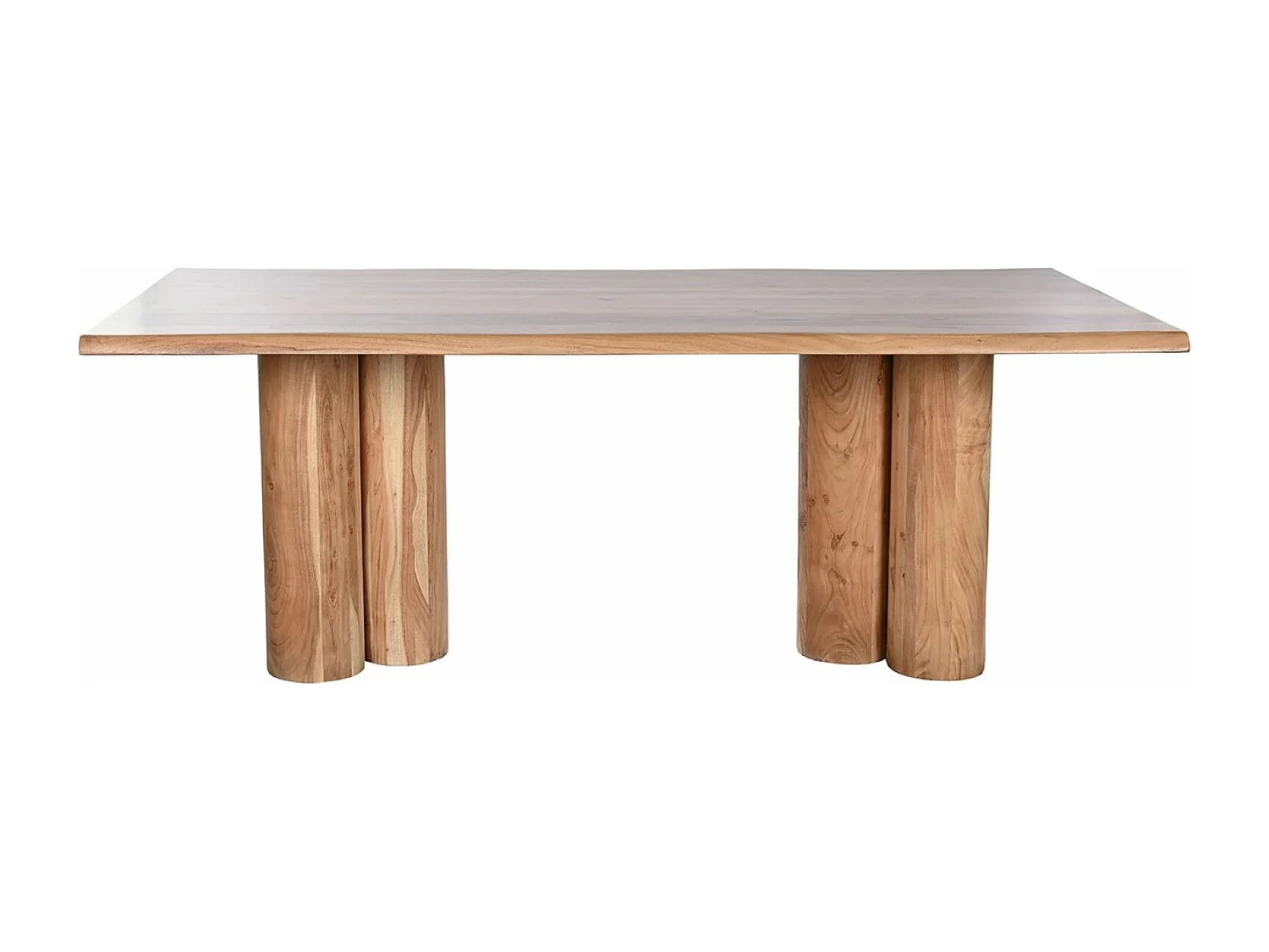 Table à manger, table de repas rectangulaire en bois d'acacia coloris naturel - longueur 200 x profondeur 100 x Hauteur 76 cm