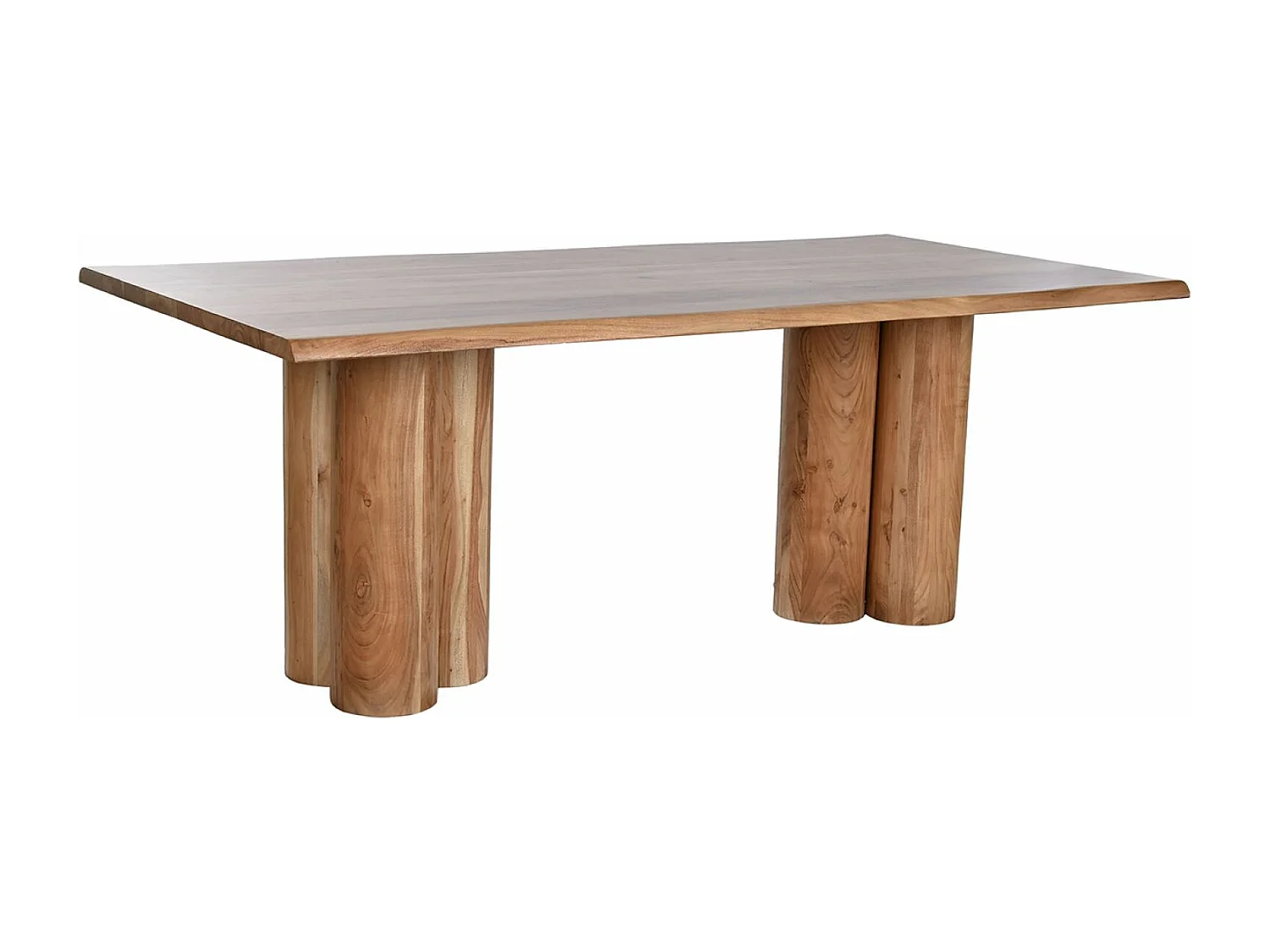 Table à manger, table de repas rectangulaire en bois d'acacia coloris naturel - longueur 200 x profondeur 100 x Hauteur 76 cm