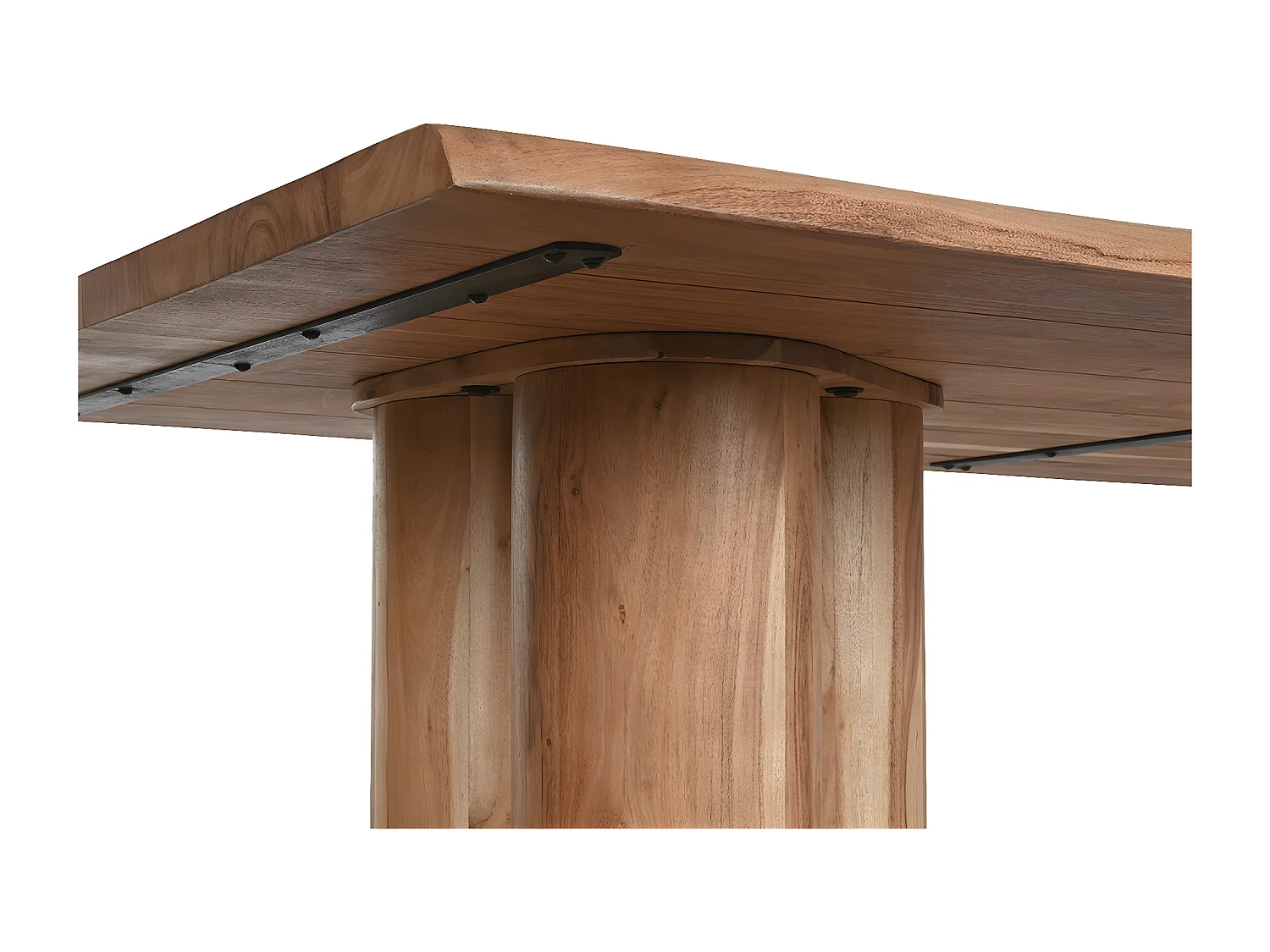 Table à manger, table de repas rectangulaire en bois d'acacia coloris naturel - longueur 200 x profondeur 100 x Hauteur 76 cm