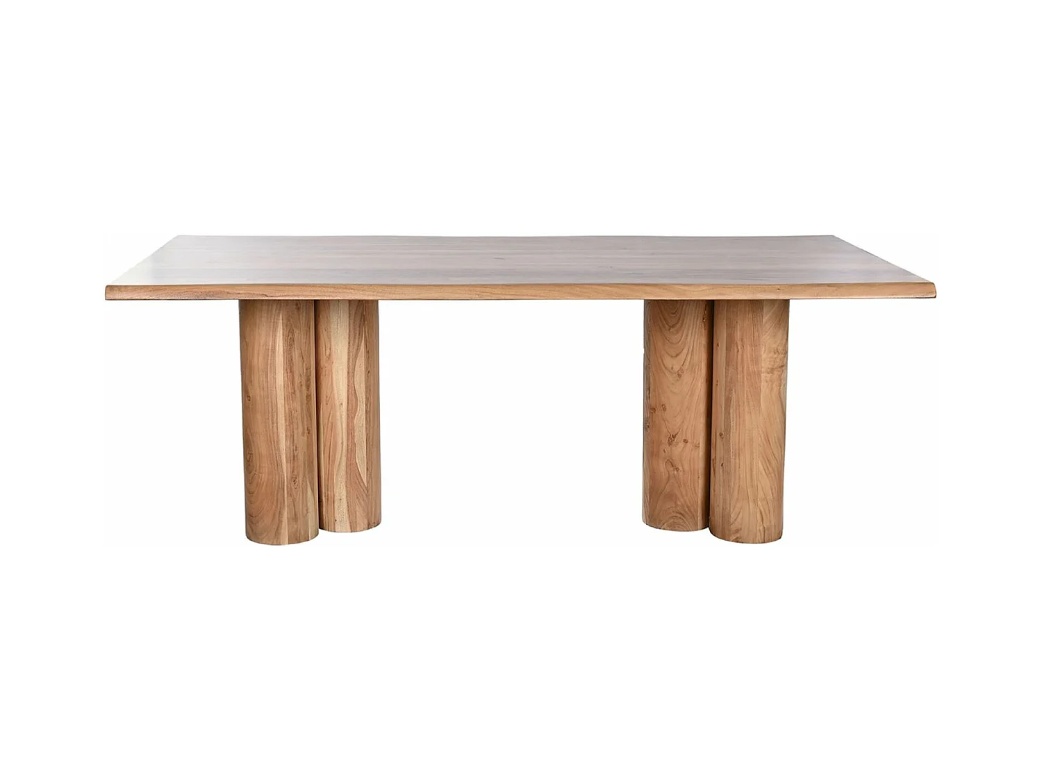 Table à manger, table de repas rectangulaire en bois d'acacia coloris naturel - longueur 200 x profondeur 100 x Hauteur 76 cm