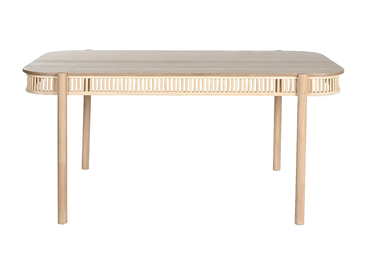 Table à manger, table de repas rectangulaire en bois coloris naturel - longueur 160 x profondeur 80 x Hauteur 76 cm