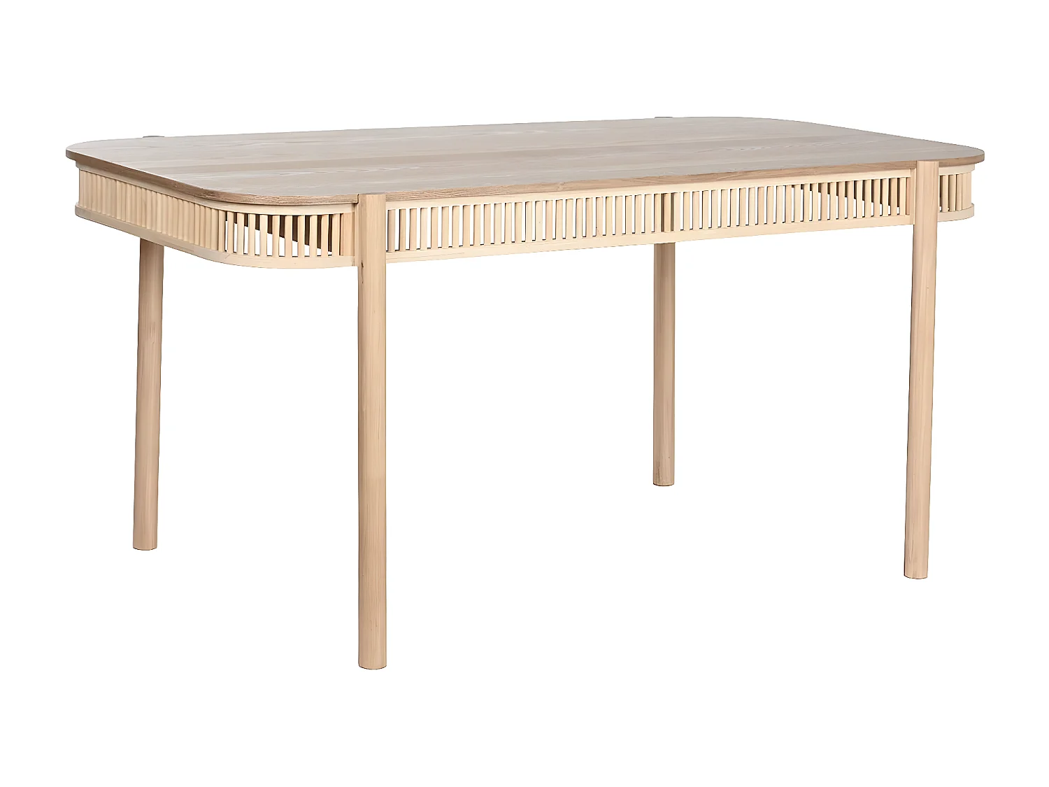 Table à manger, table de repas rectangulaire en bois coloris naturel - longueur 160 x profondeur 80 x Hauteur 76 cm