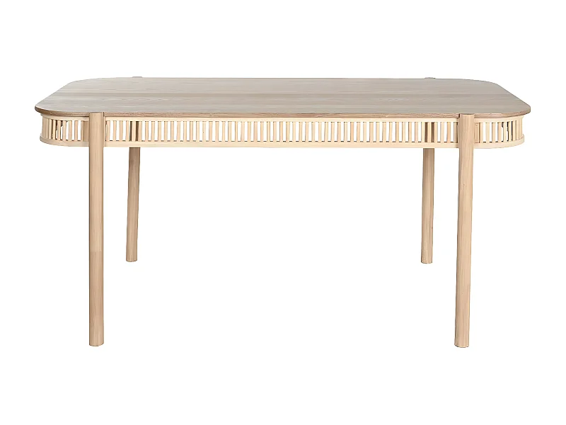 Table à manger, table de repas rectangulaire en bois coloris naturel - longueur 160 x profondeur 80 x Hauteur 76 cm