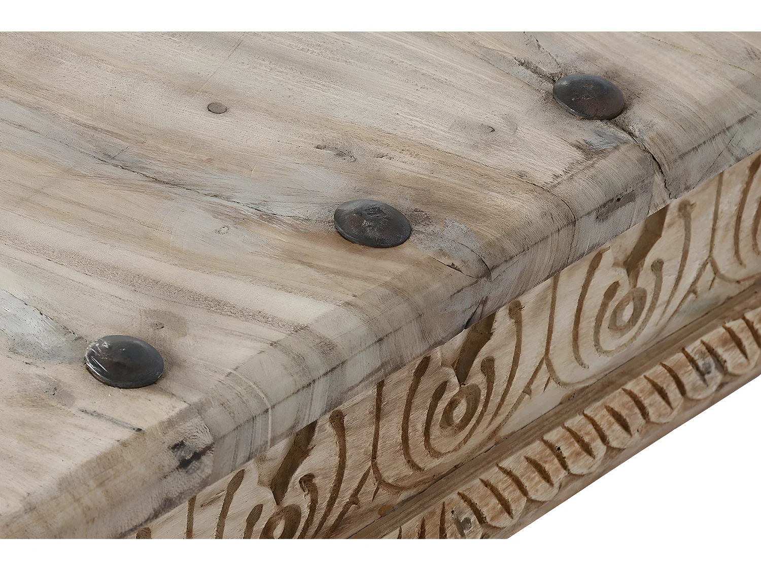 Table basse, table de salon rectangulaire en bois coloris naturel - longueur 150 x profondeur 90 x Hauteur 45 cm