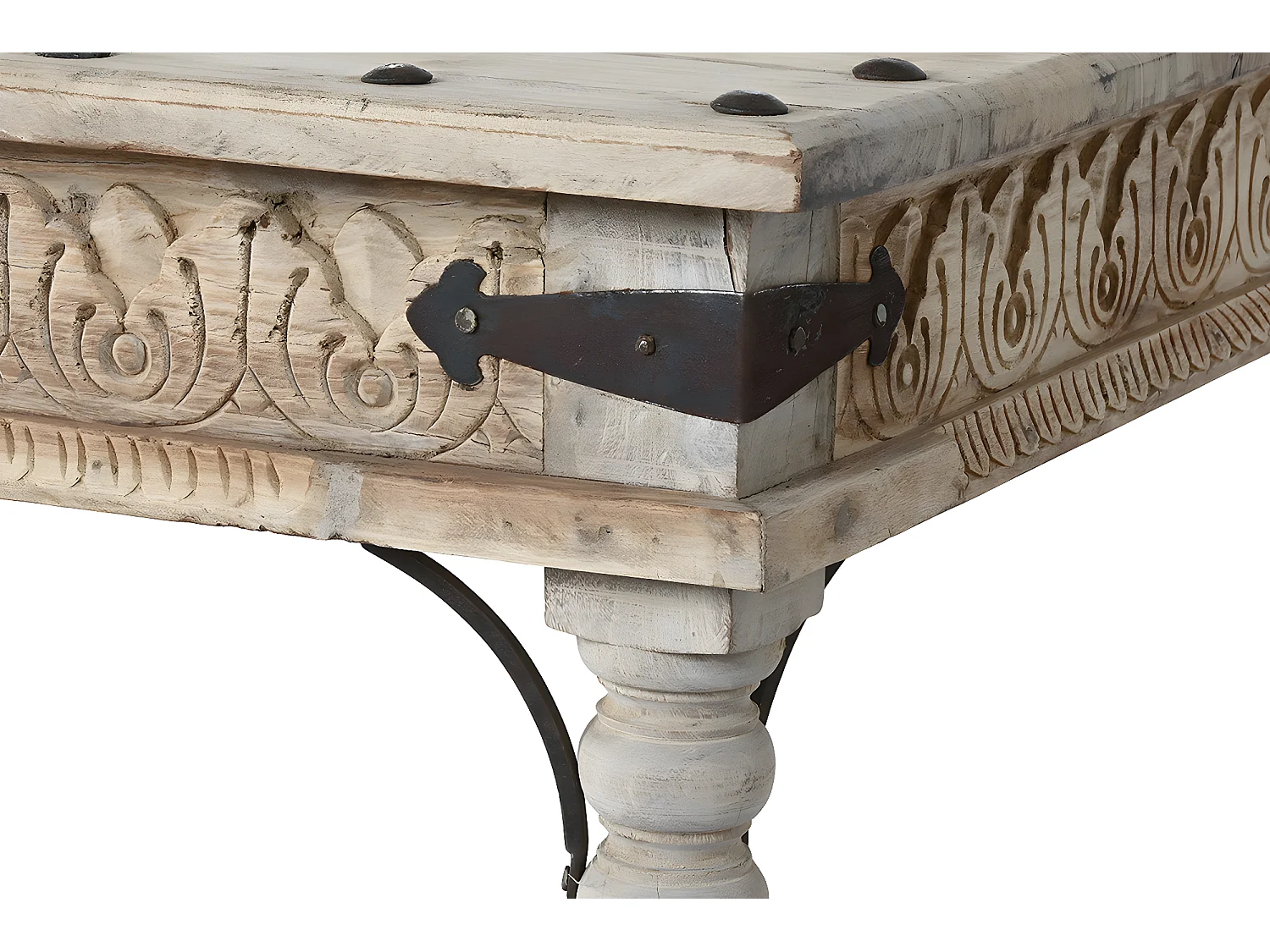 Table basse, table de salon rectangulaire en bois coloris naturel - longueur 150 x profondeur 90 x Hauteur 45 cm