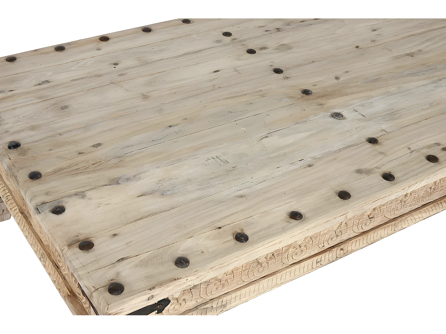 Table basse, table de salon rectangulaire en bois coloris naturel - longueur 150 x profondeur 90 x Hauteur 45 cm