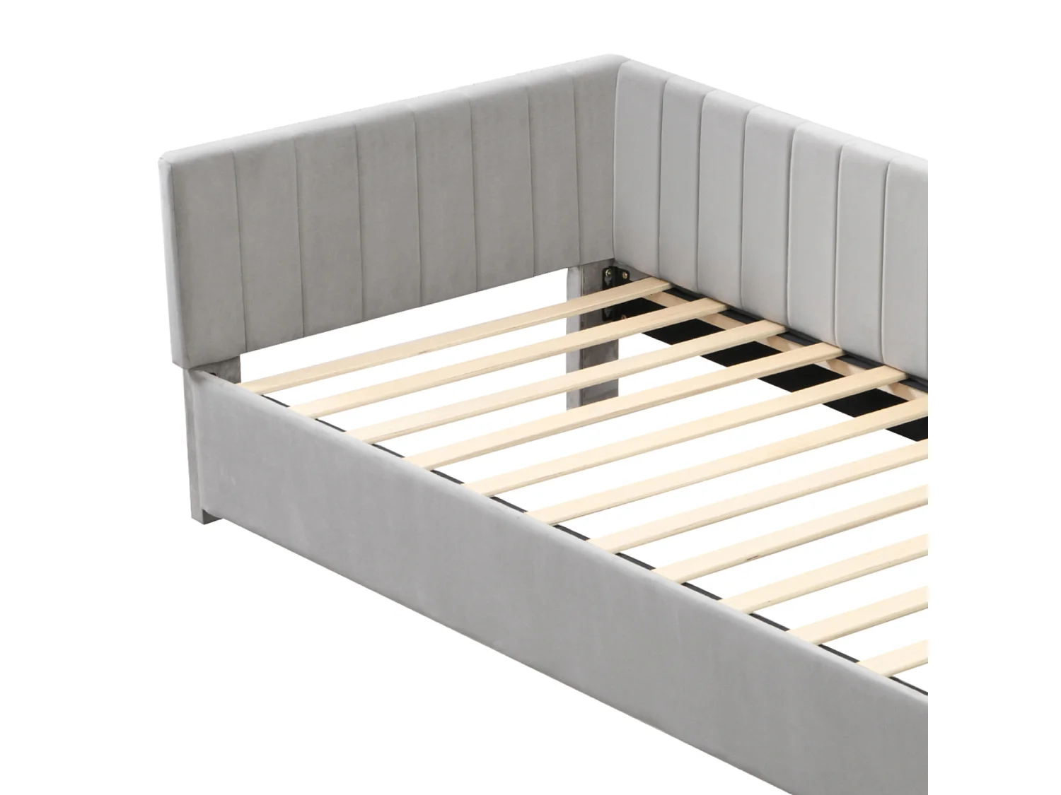 90x200cm gepolstertes Ausziehbett, Schlafsofa, Lattenrost, Einzelbett, Samt, grau