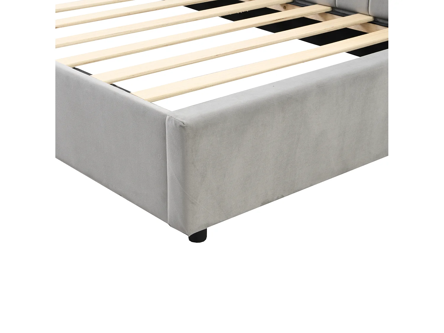 90x200cm gestoffeerd uitschuifbed, slaapbank, lattenbodem, eenpersoonsbed, fluweel, grijs