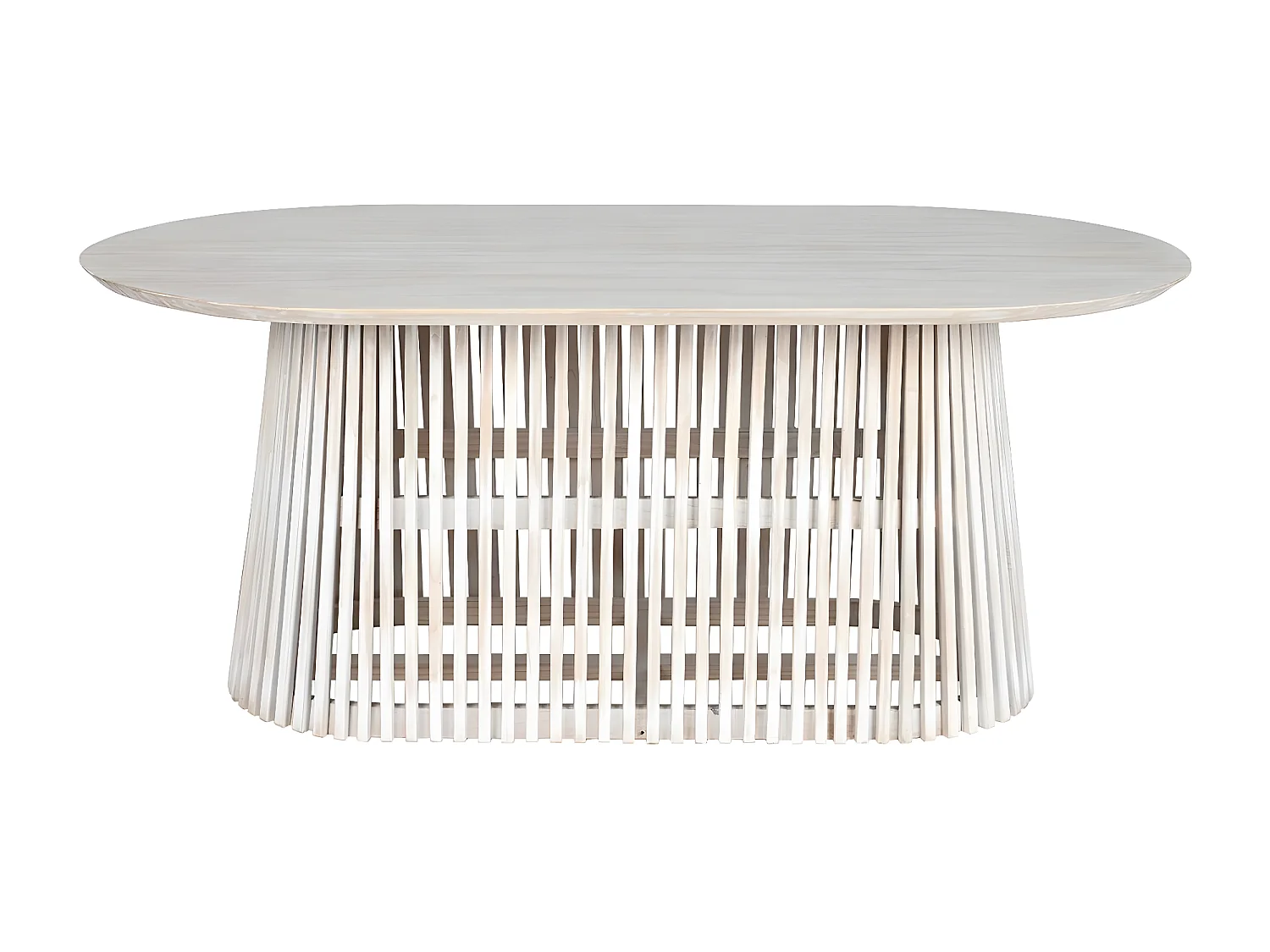 Table à manger, table de repas ovale en bois coloris blanc - longueur 180 x profondeur 100 x Hauteur 75 cm