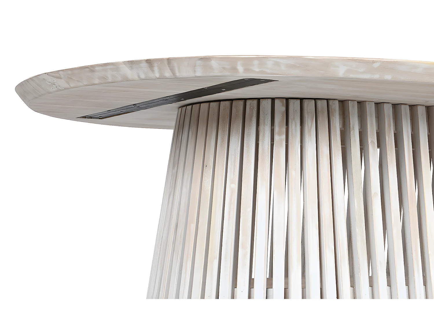 Table à manger, table de repas ovale en bois coloris blanc - longueur 180 x profondeur 100 x Hauteur 75 cm