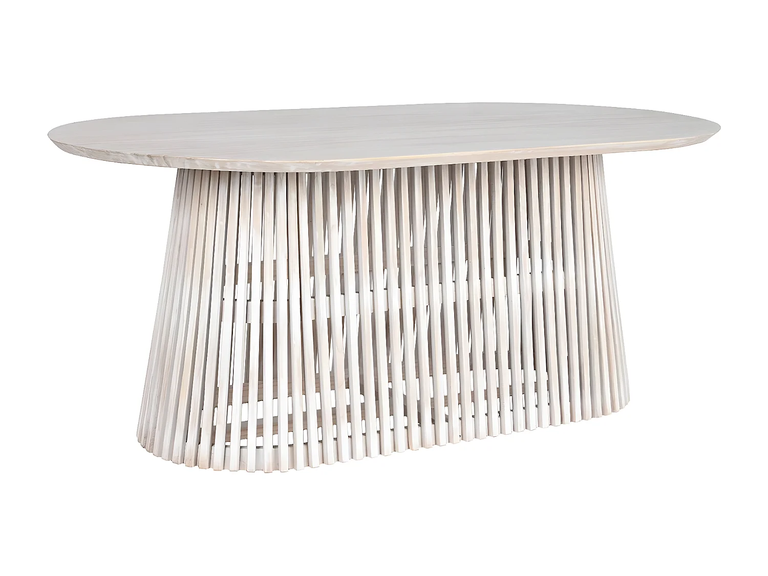 Table à manger, table de repas ovale en bois coloris blanc - longueur 180 x profondeur 100 x Hauteur 75 cm