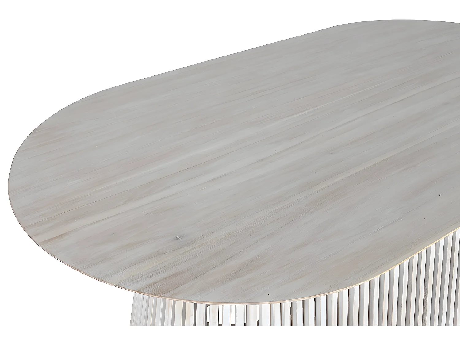 Table à manger, table de repas ovale en bois coloris blanc - longueur 180 x profondeur 100 x Hauteur 75 cm