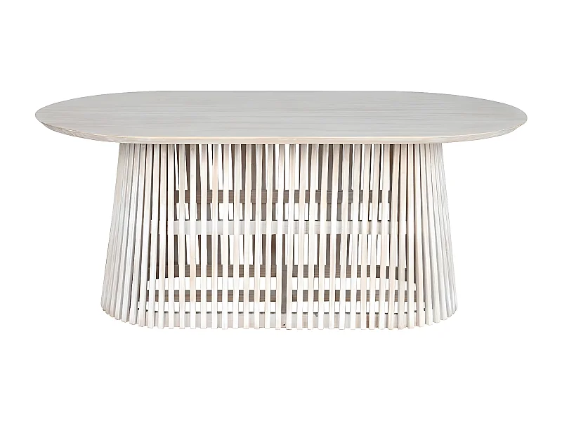 Table à manger, table de repas ovale en bois coloris blanc - longueur 180 x profondeur 100 x Hauteur 75 cm