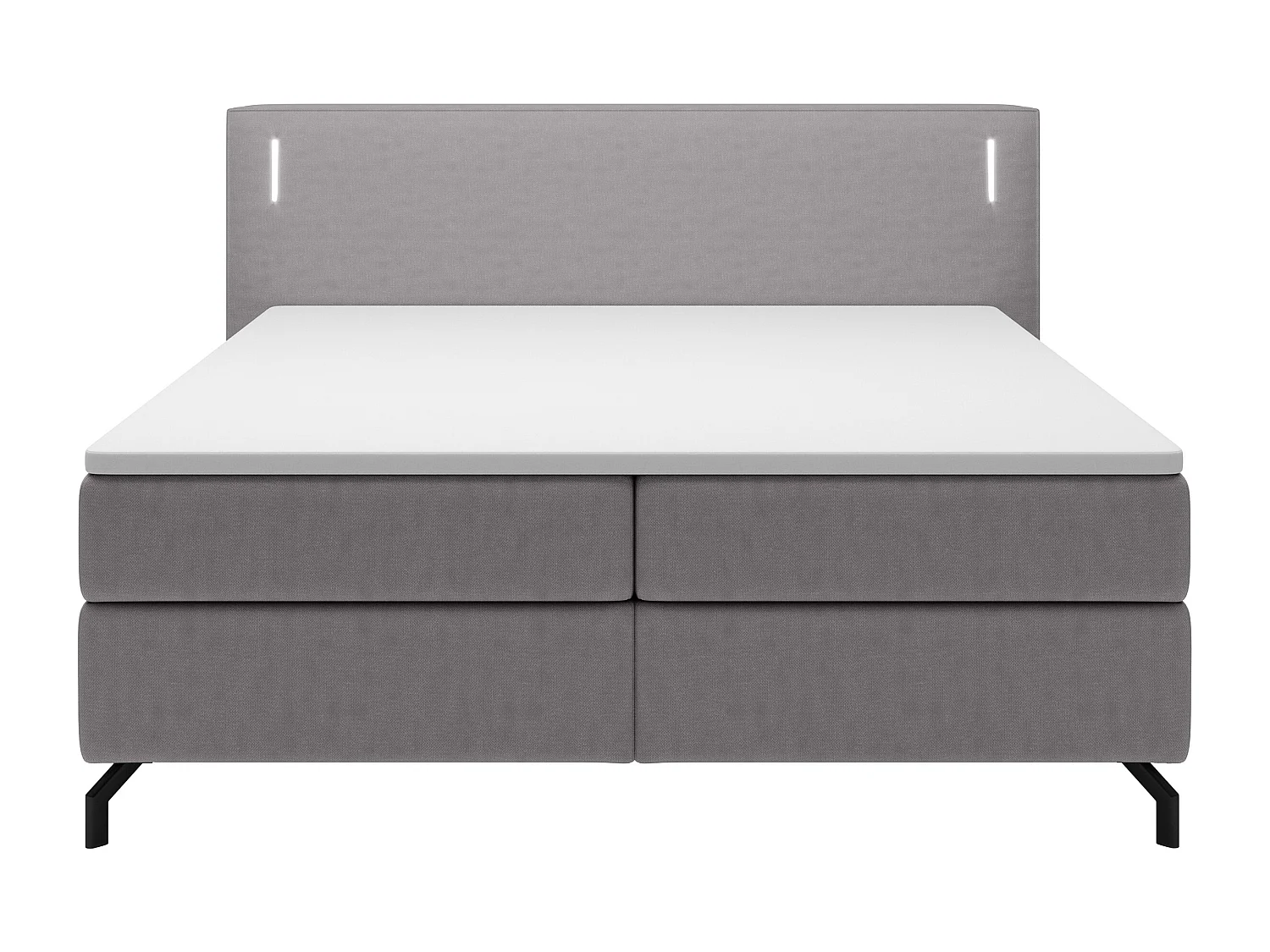 Doppelbett - Boxspringbett mit Topper - Beleuchtung und Samtbezug in Grau - 180x200 cm - LANKO