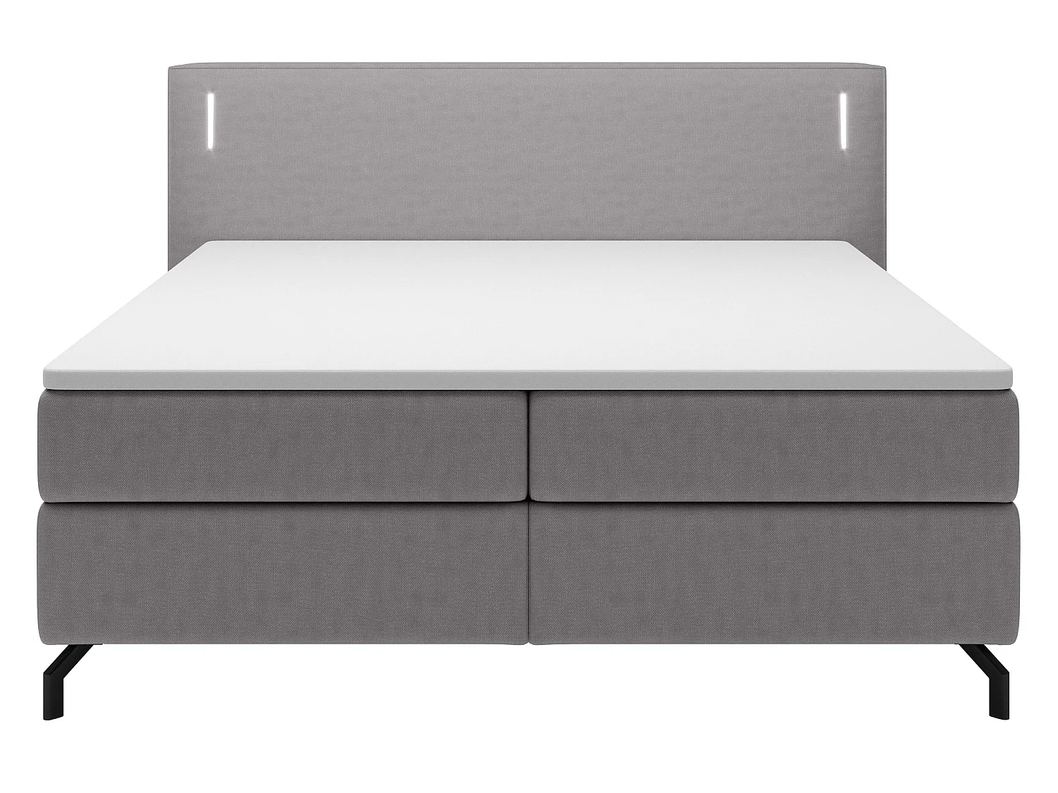 Continentaal bed - 180x200 cm - matrastopper en verlichting - grijs fluweel - LANKO