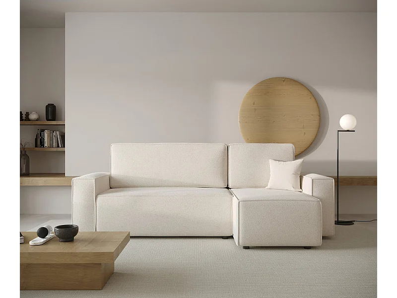 Ecksofa beidseitig montierbar mit Schlaffunktion - creme - COPERTINO