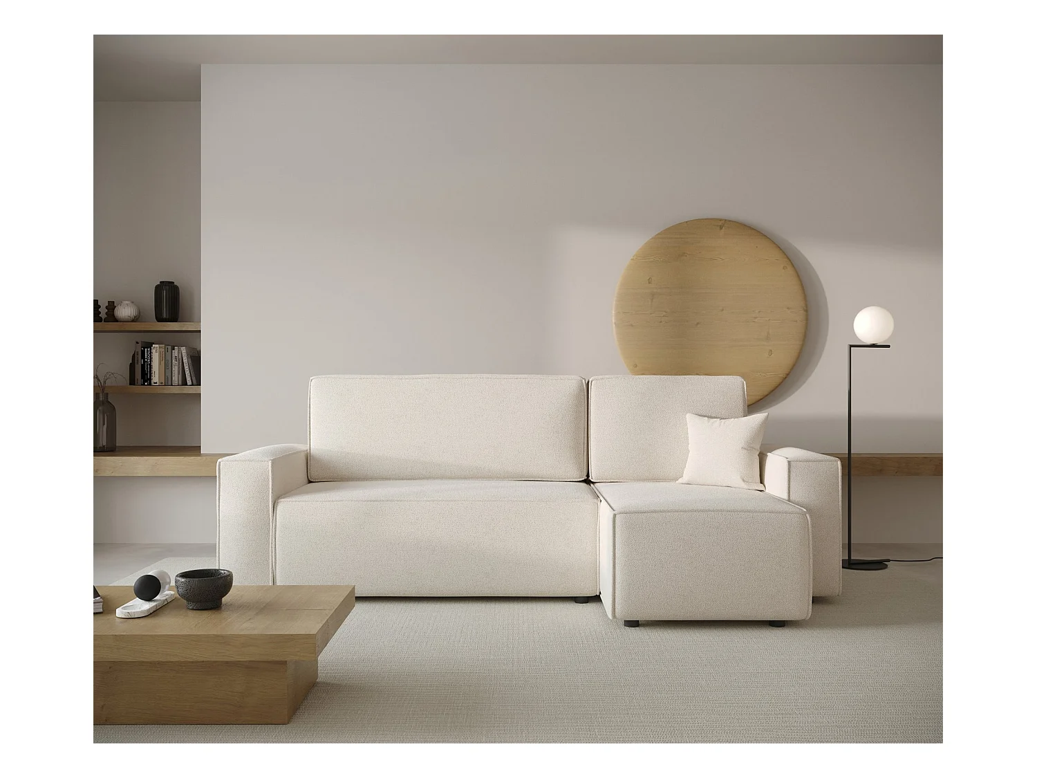 Canapé d'angle convertible - crème - COPERTINO