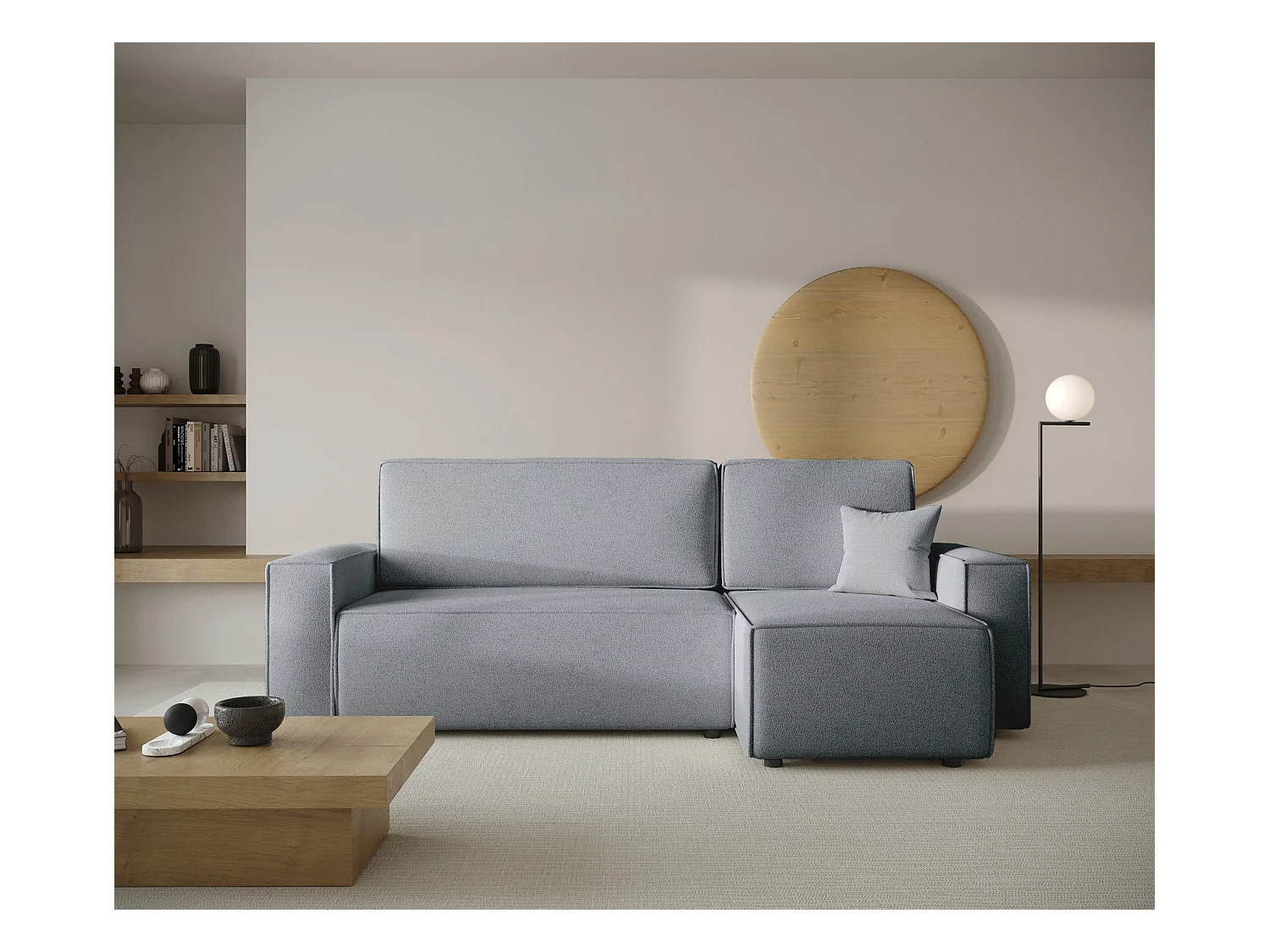 Canapé d'angle convertible - gris clair - COPERTINO