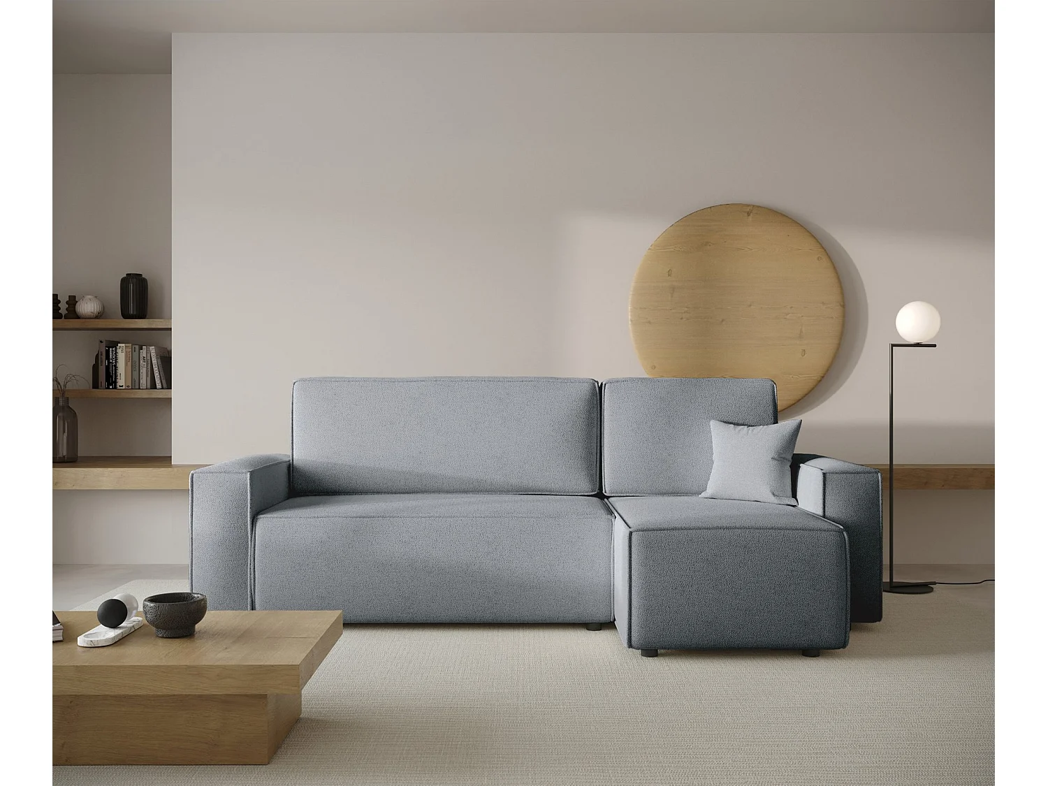 Canapé d'angle convertible - gris clair - COPERTINO