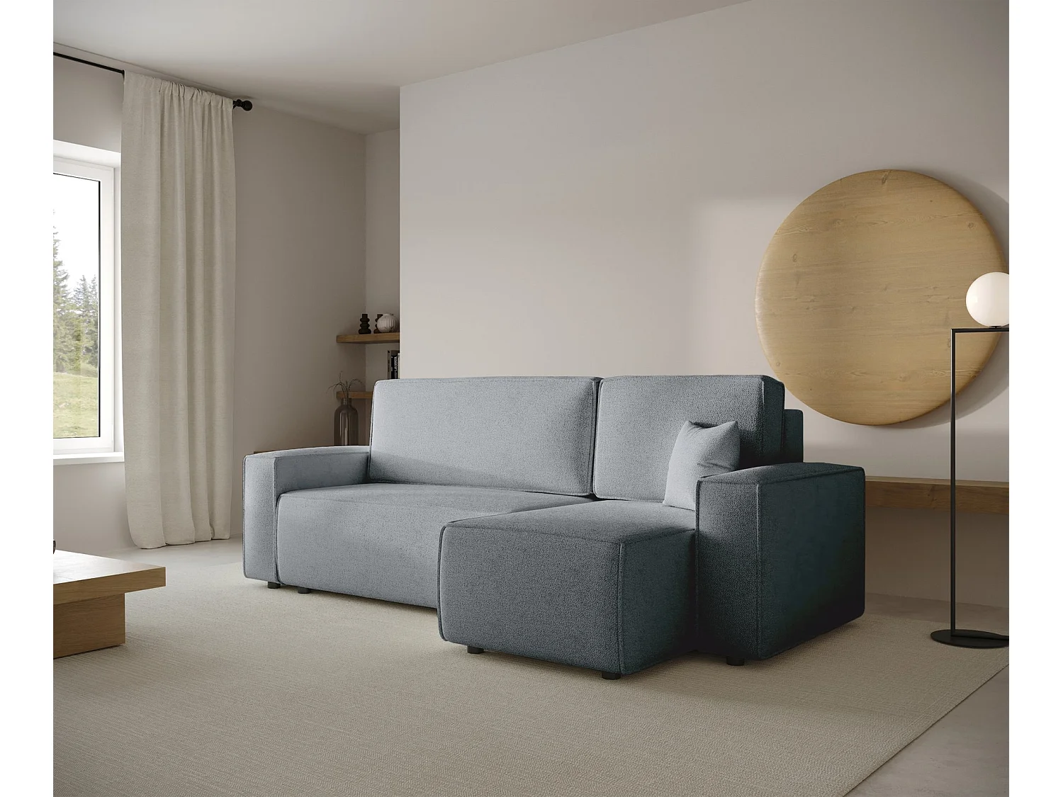 Canapé d'angle convertible - gris clair - COPERTINO