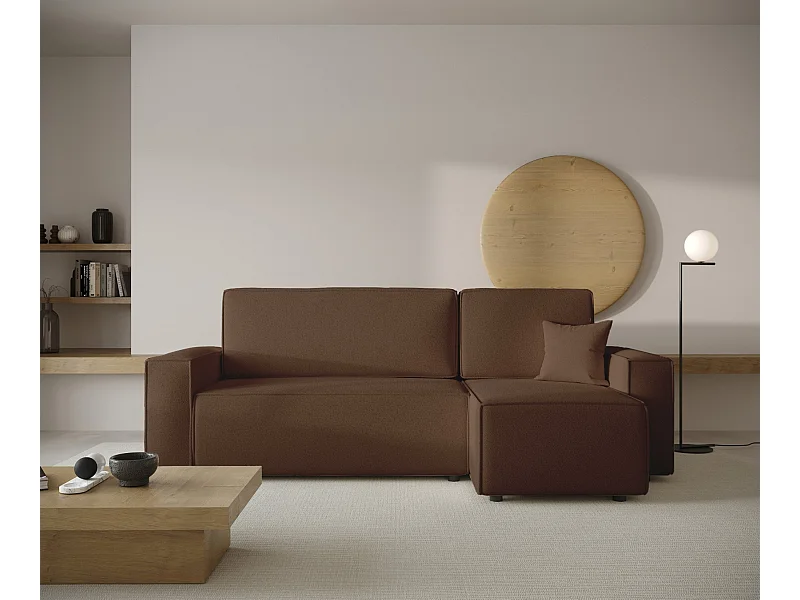 Ecksofa beidseitig montierbar mit Schlaffunktion - braun - COPERTINO