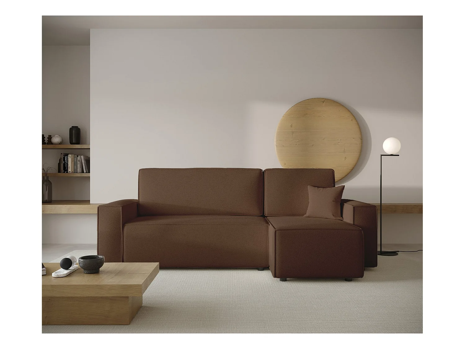 Canapé d'angle convertible - brun - COPERTINO